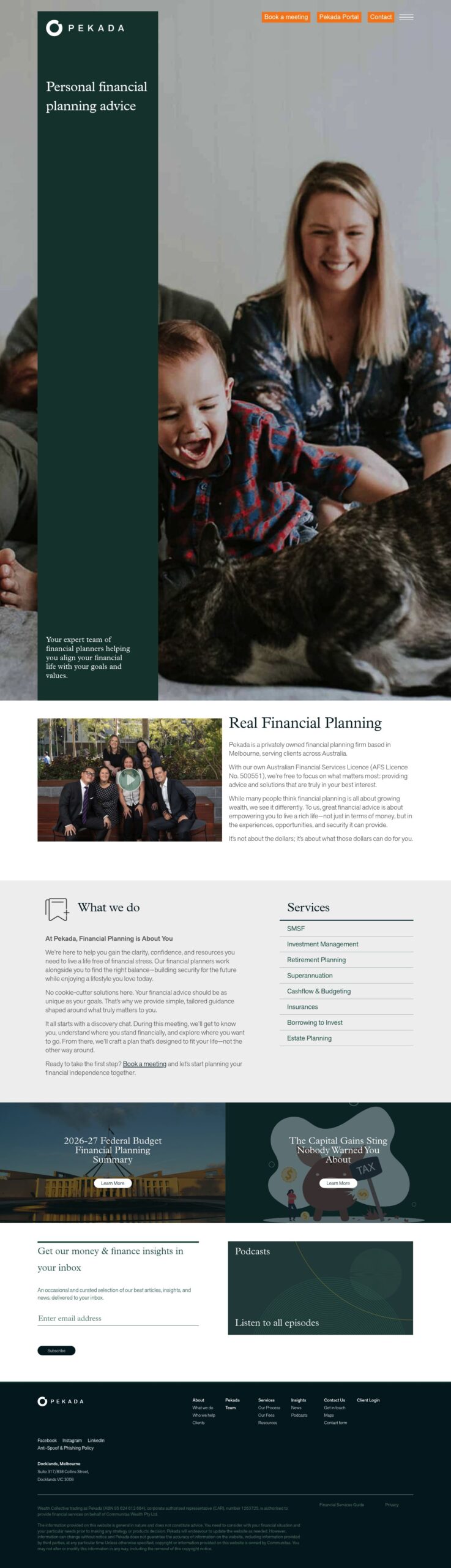 Pekada homepage screenshot