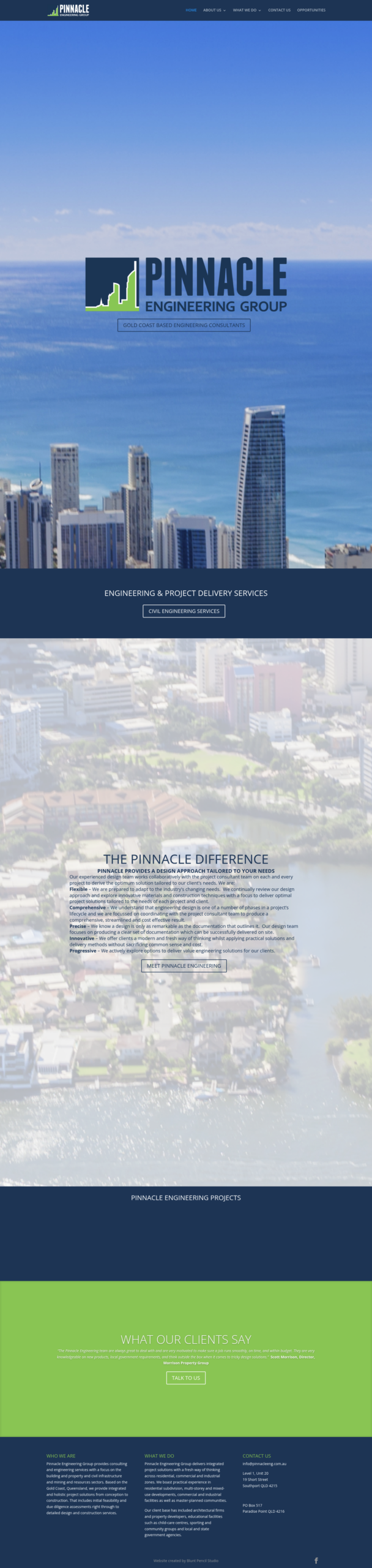 Pinnacleeng homepage screenshot