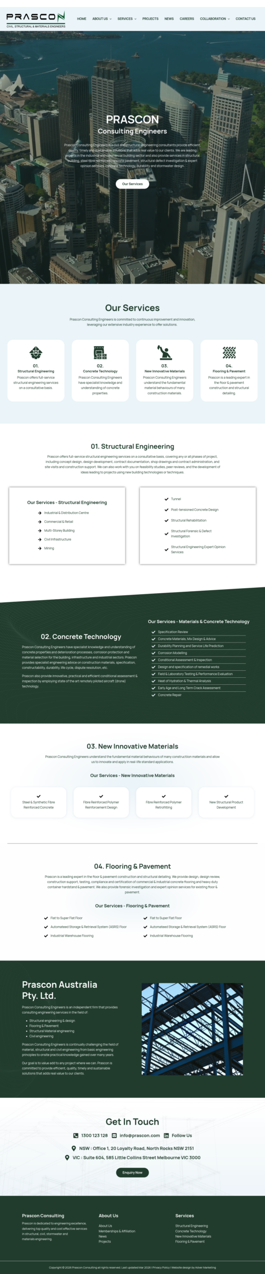 Prascon Consulting Engineers homepage screenshot