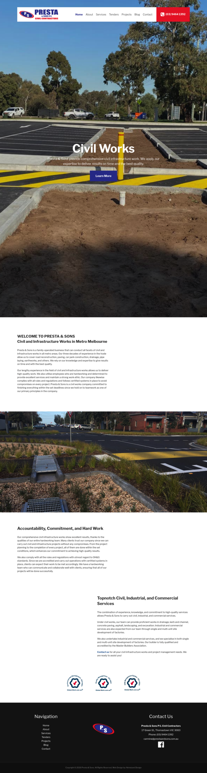 Prestaandsons homepage screenshot
