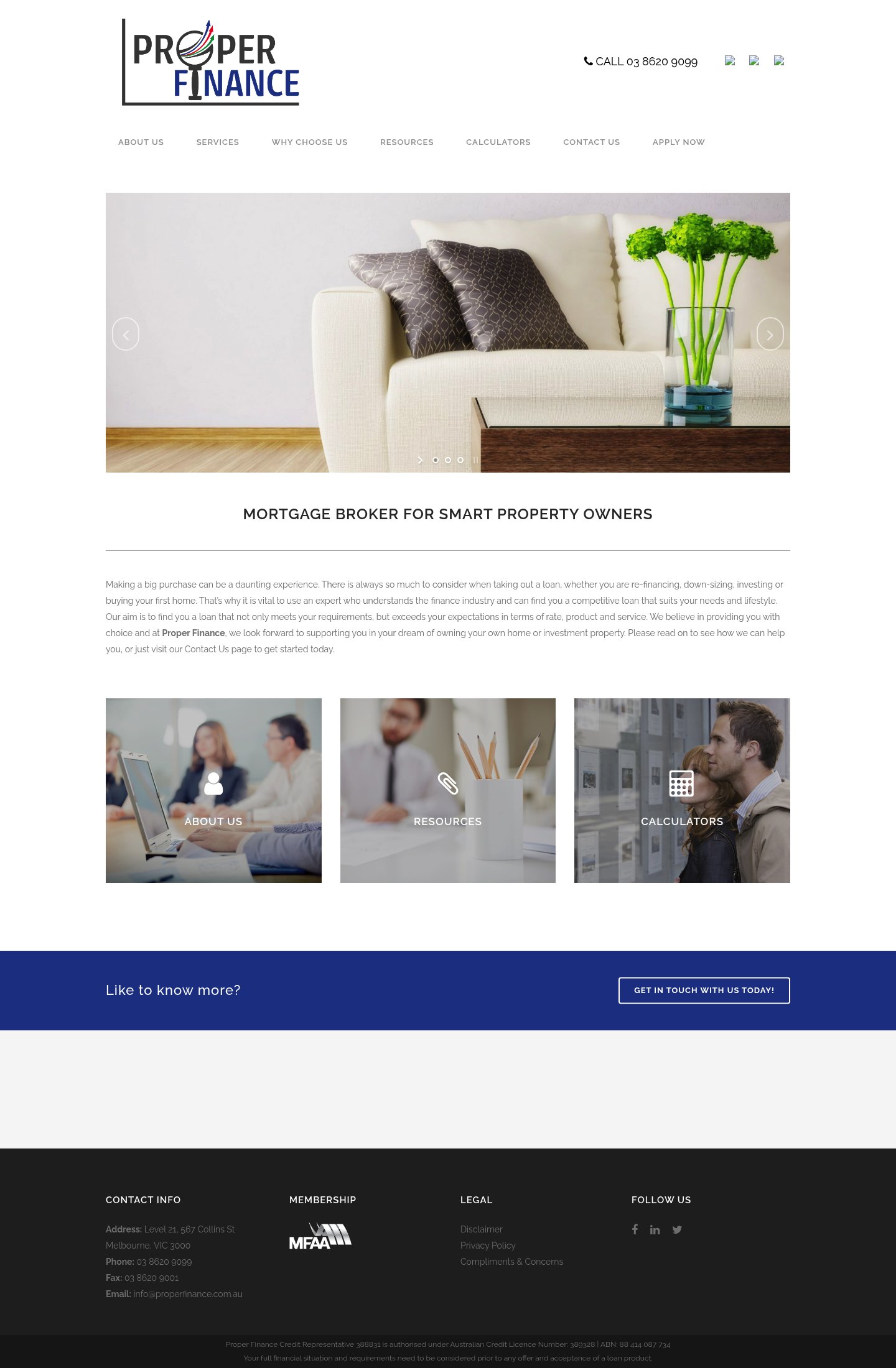 Properfinance homepage screenshot