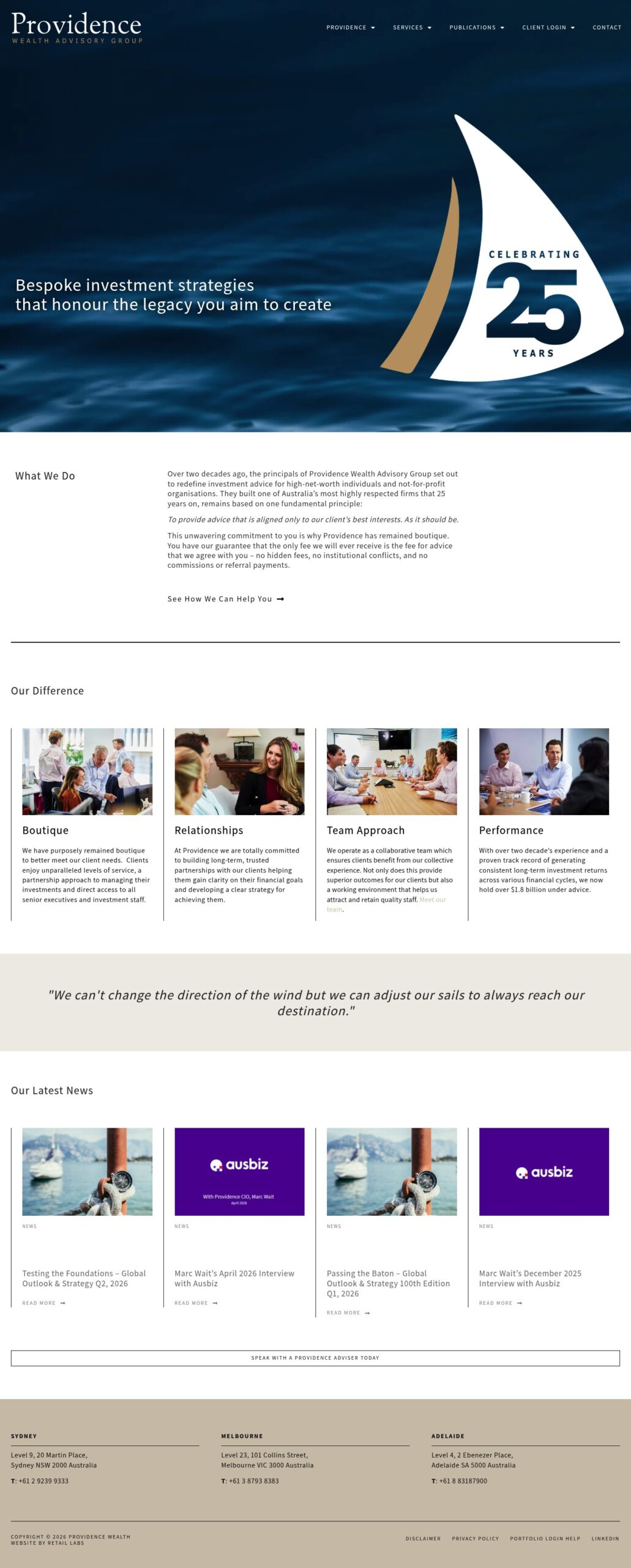 Providence Wealth Advisory Group homepage screenshot
