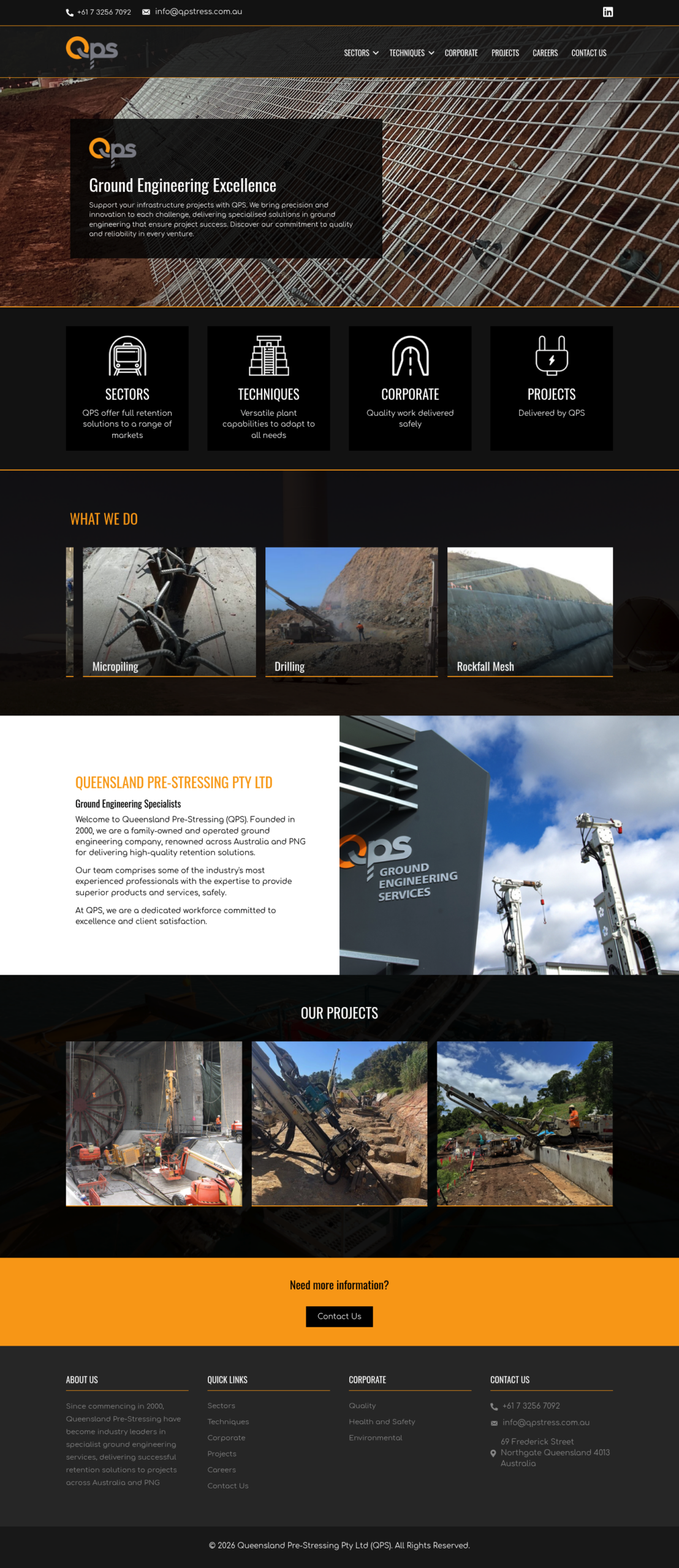 Queensland Pre-Stressing homepage screenshot