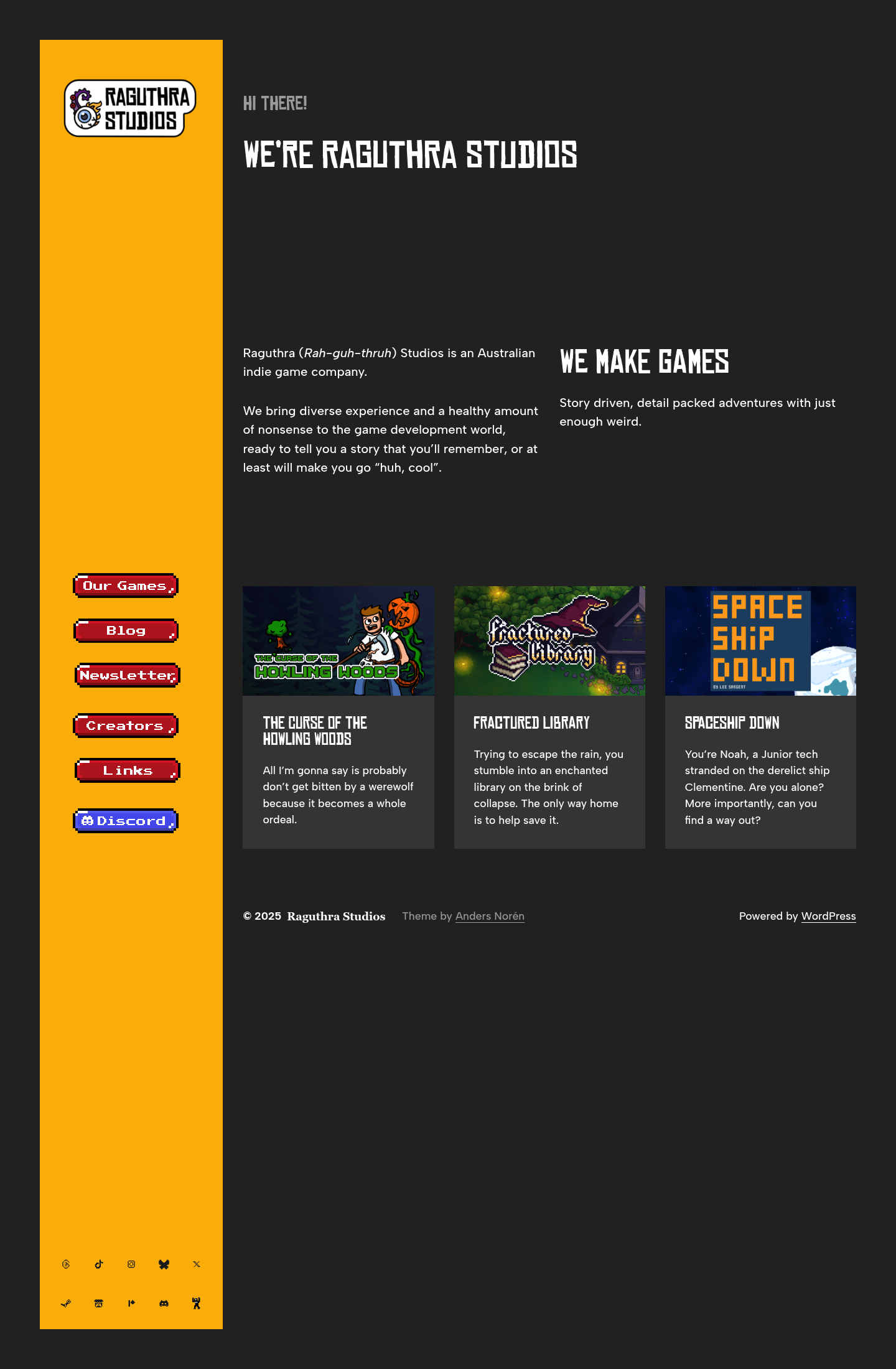 Raguthra Studios homepage screenshot