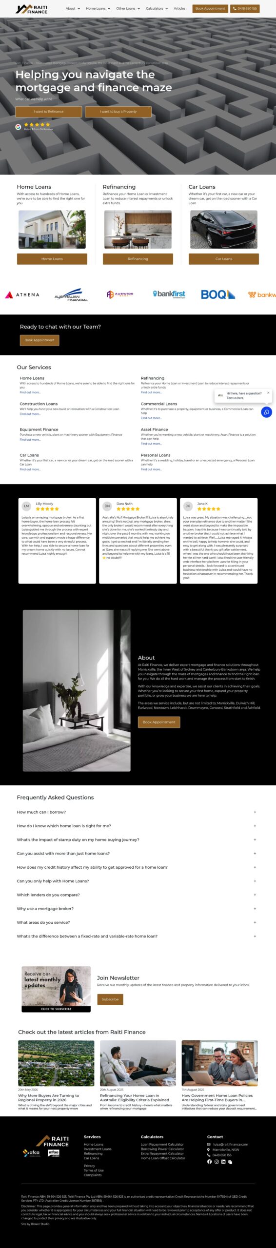 Raiti Finance homepage screenshot