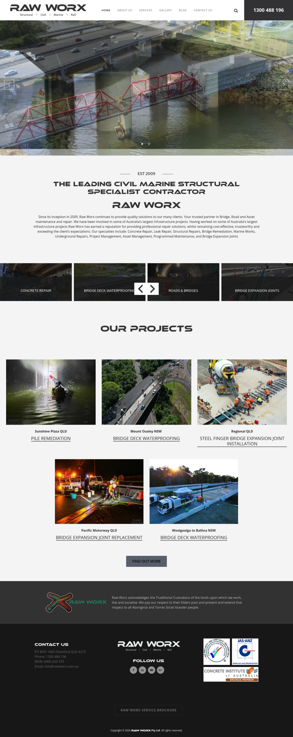 Raw Worx - Structural | Civil | Marine | Rail homepage screenshot
