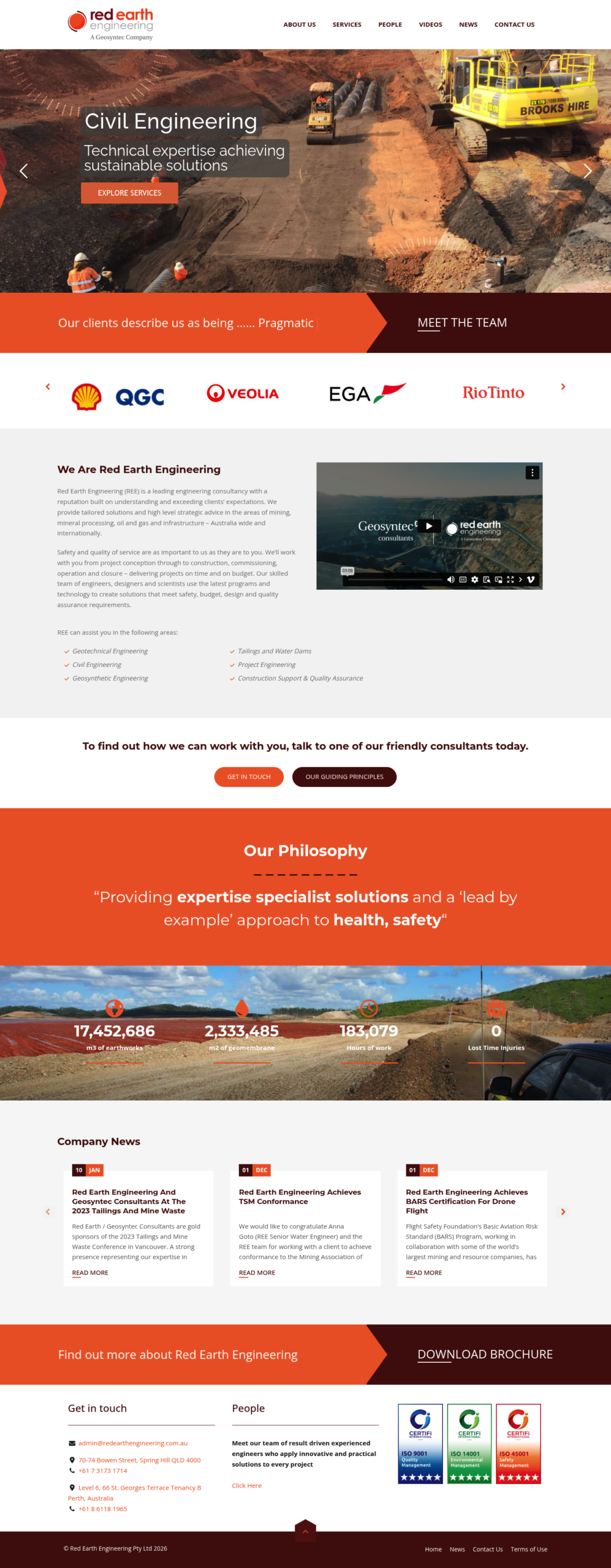 Red Earth Engineering A Geosyntec Company homepage screenshot