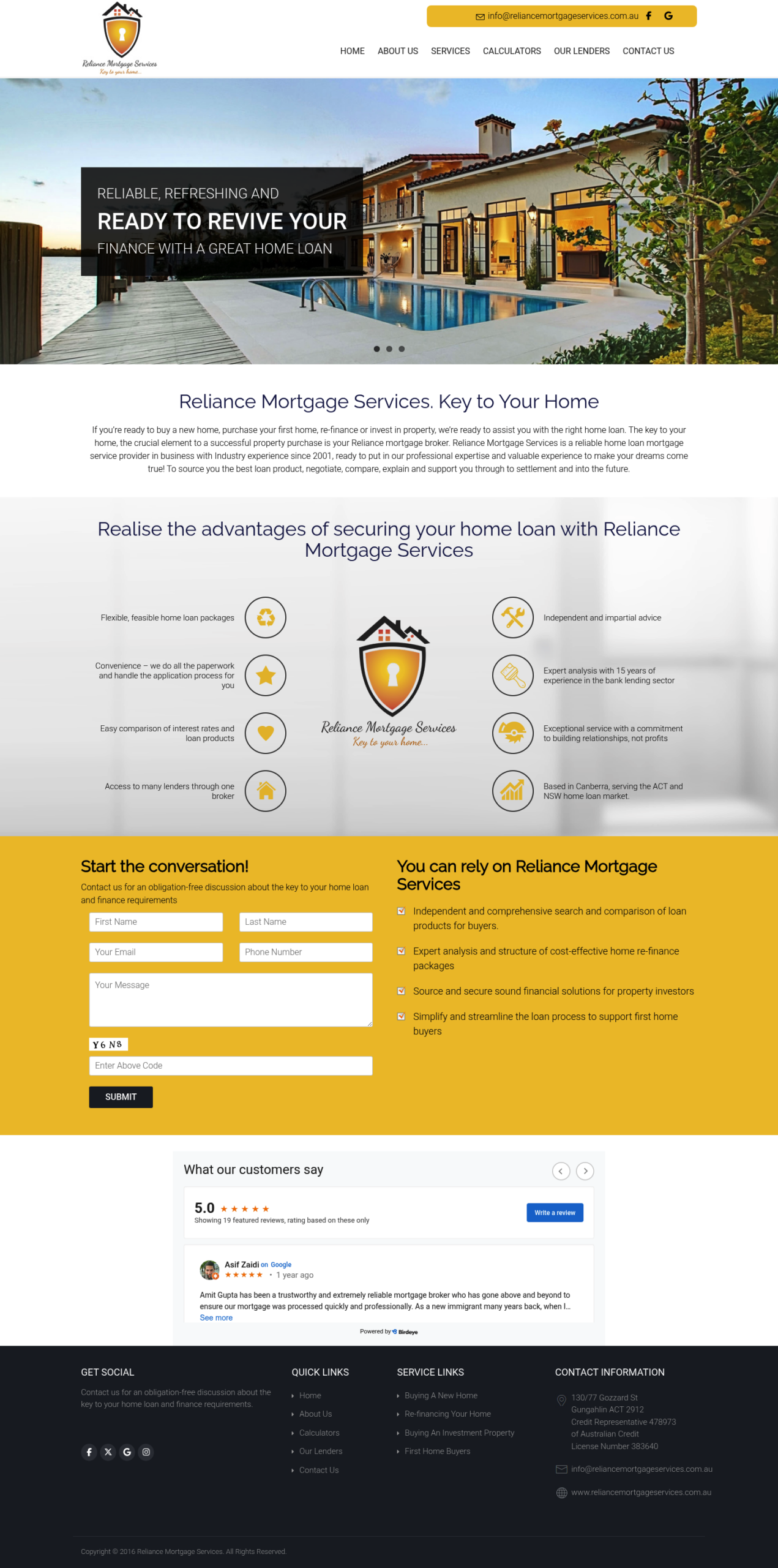 Reliancemortgageservices homepage screenshot