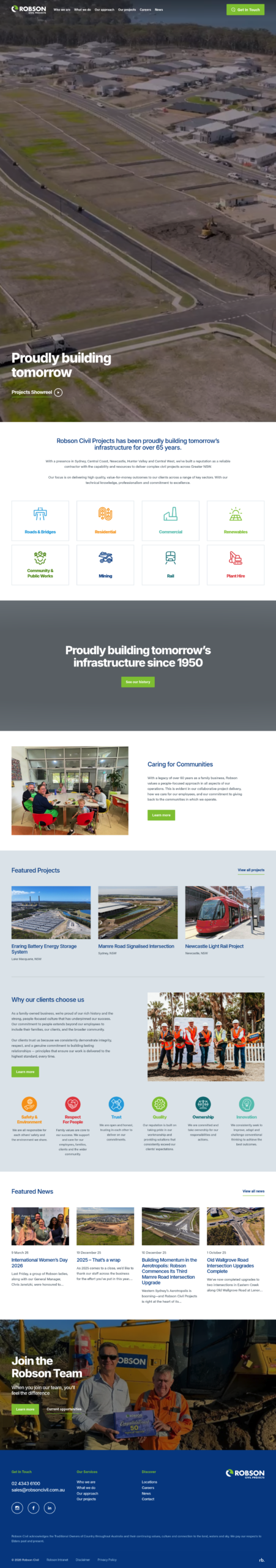 Robson Civil Projects homepage screenshot