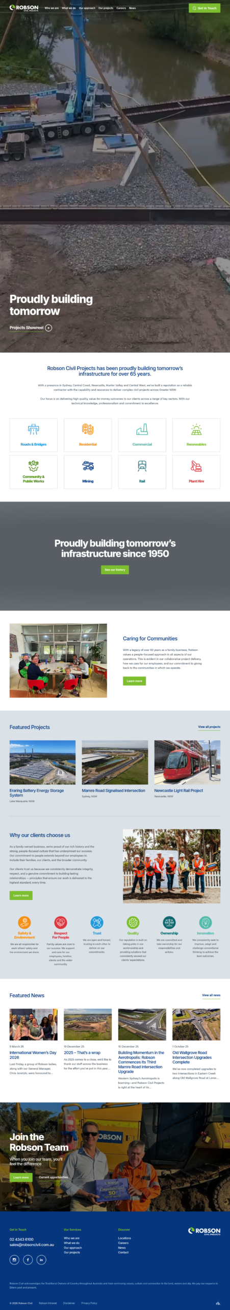 Robson Civil Projects homepage screenshot