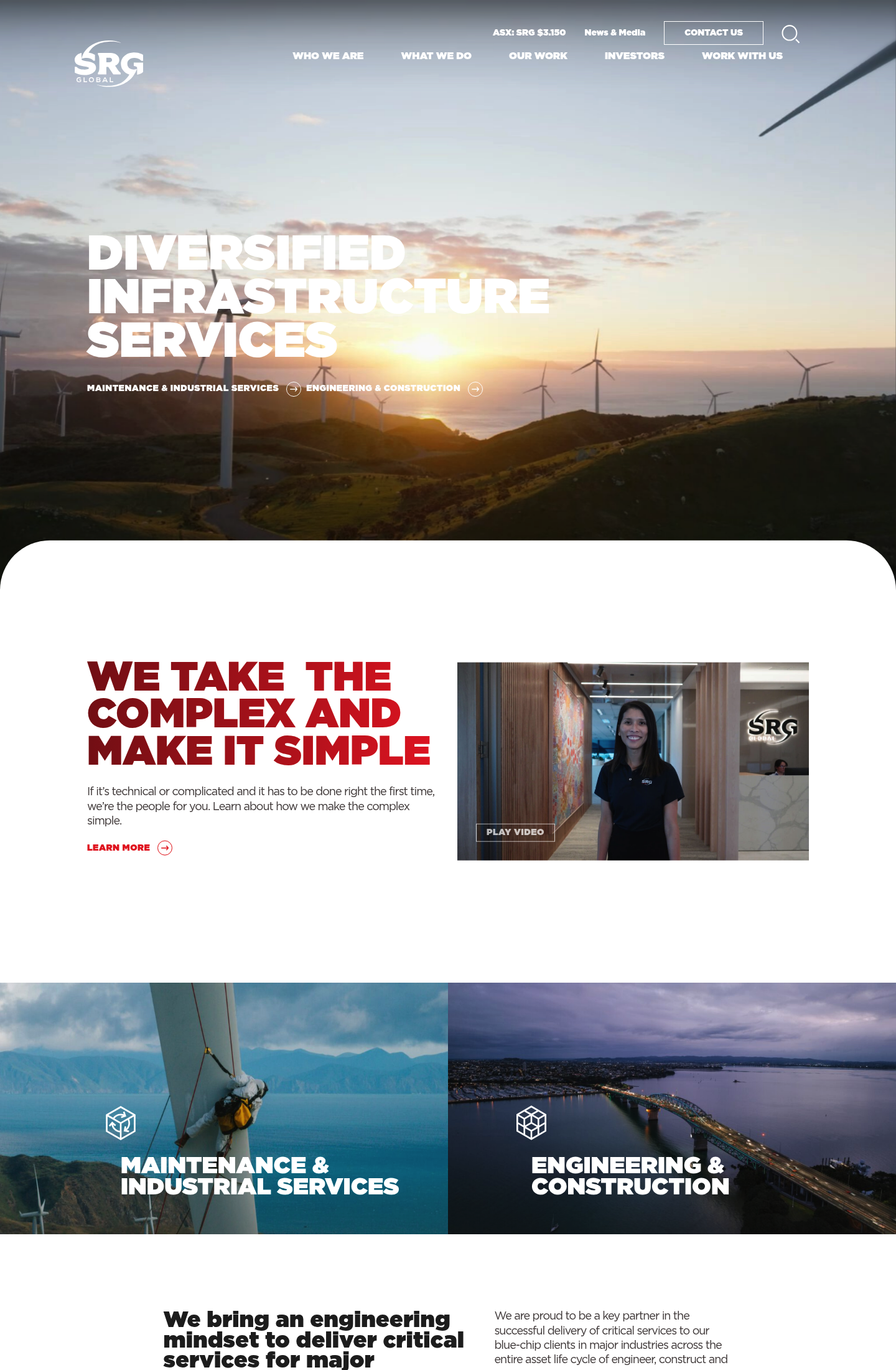 SRG Global homepage screenshot