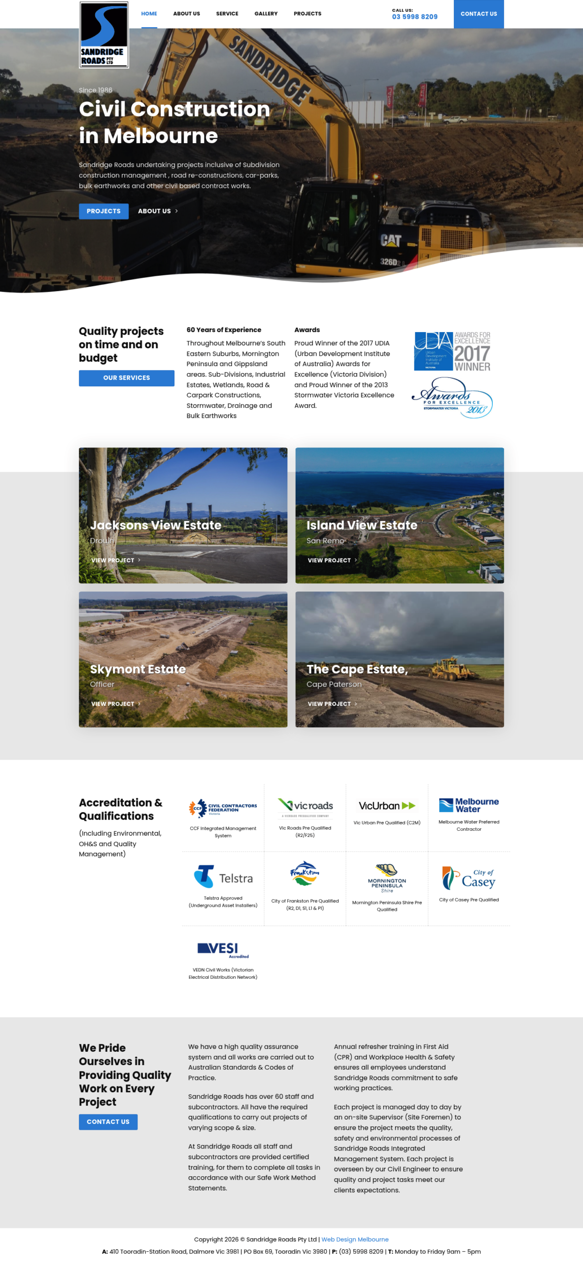 Sandridgeroads homepage screenshot