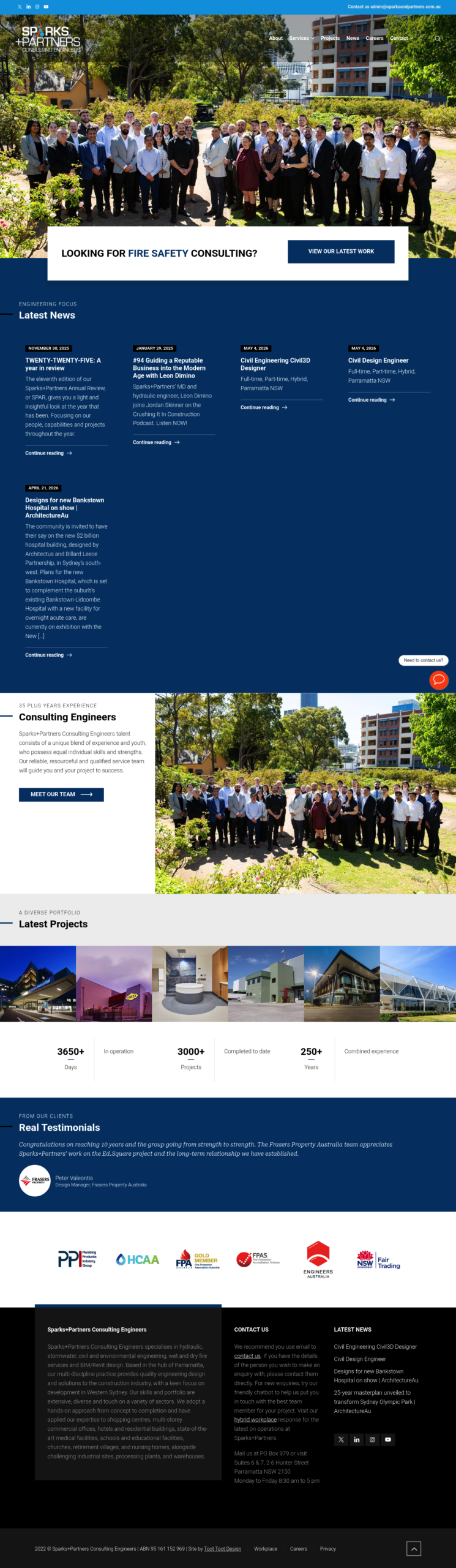 Sparks+Partners Consulting Engineers homepage screenshot
