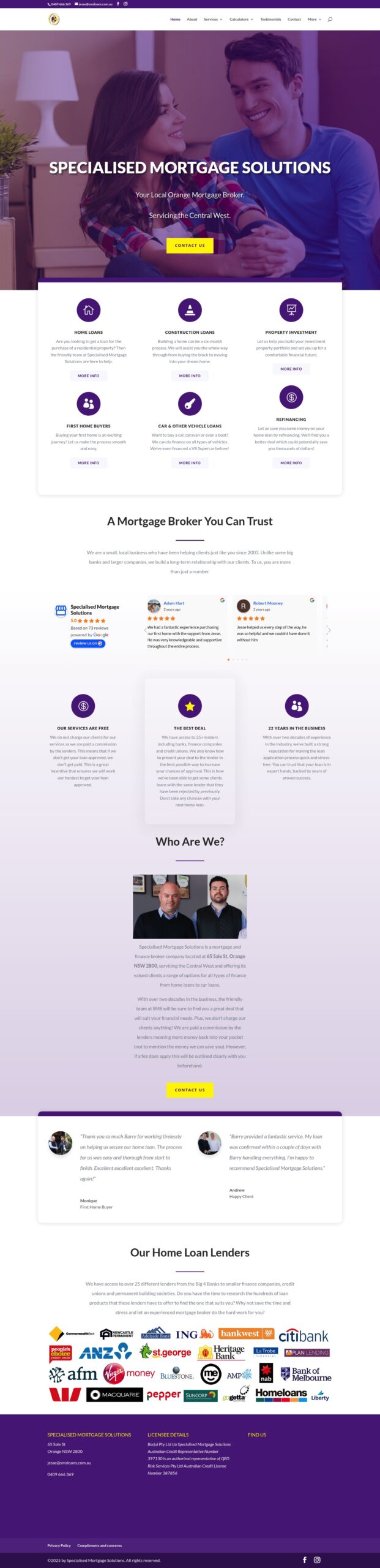 Specialised Mortgage Solutions homepage screenshot