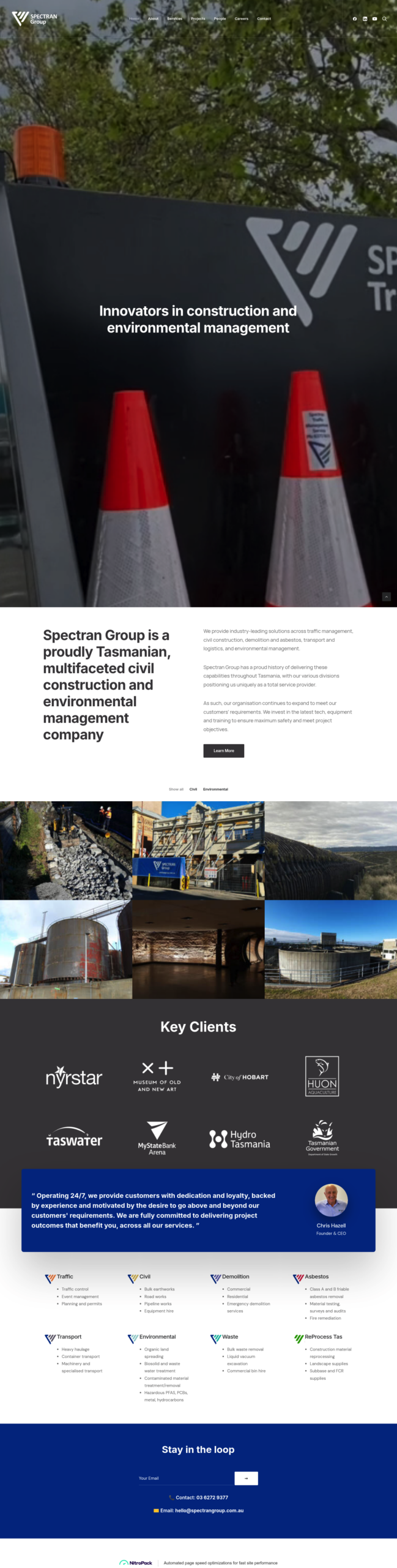 Spectran Group homepage screenshot