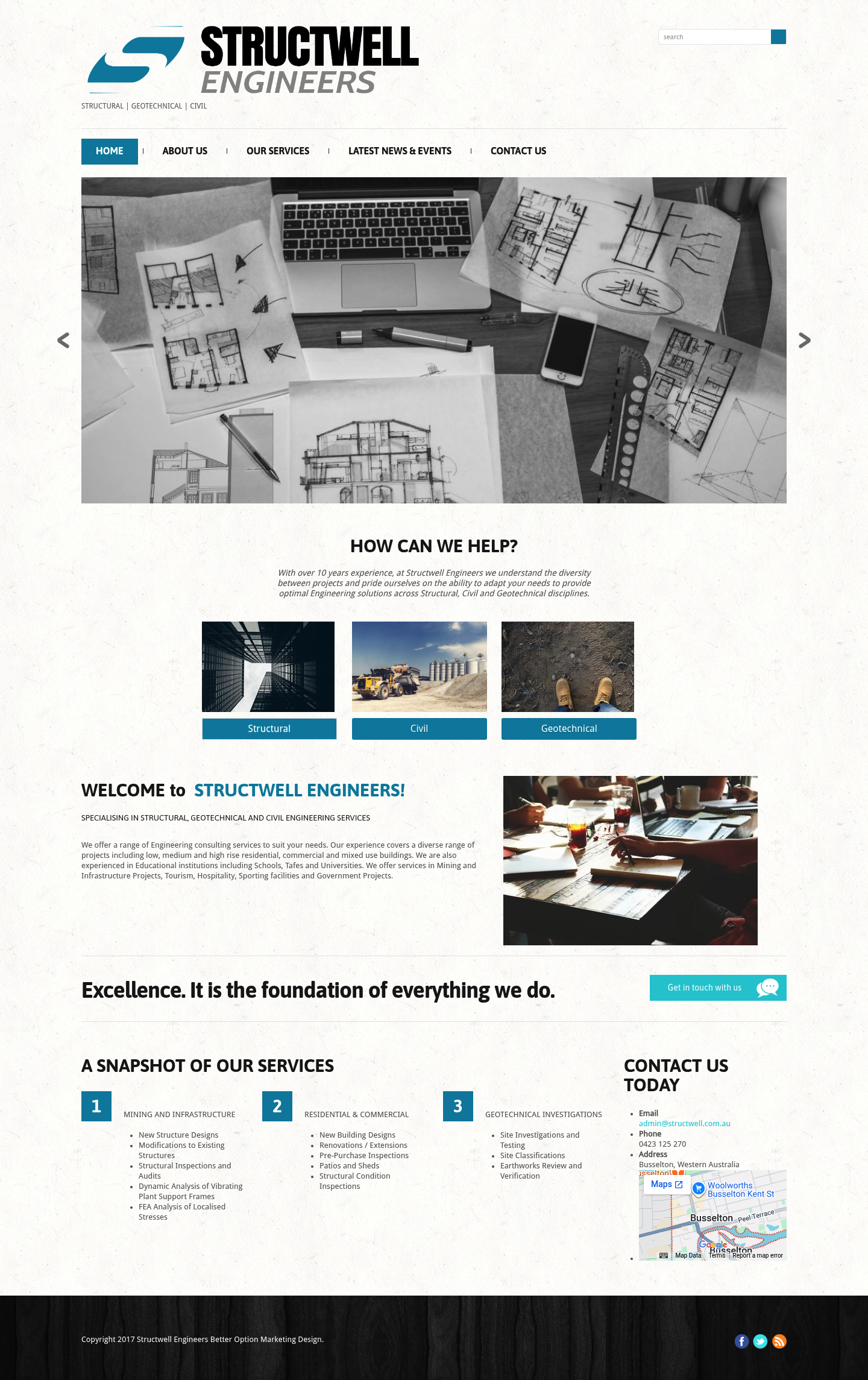 Structwell Engineers homepage screenshot