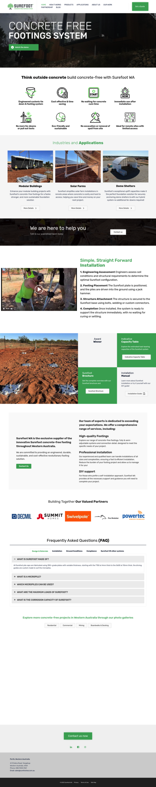 Surefoot WA homepage screenshot