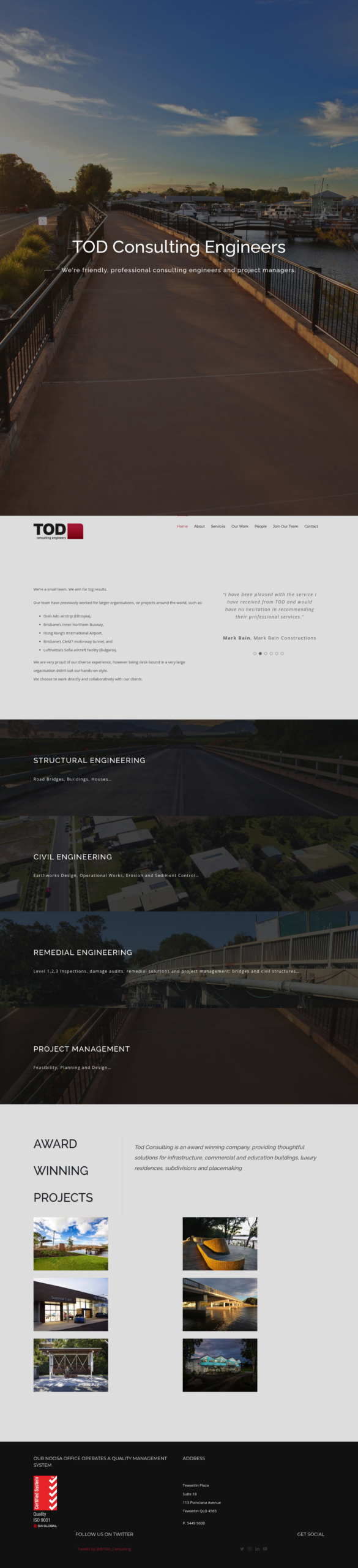 TOD engineers & project managers homepage screenshot