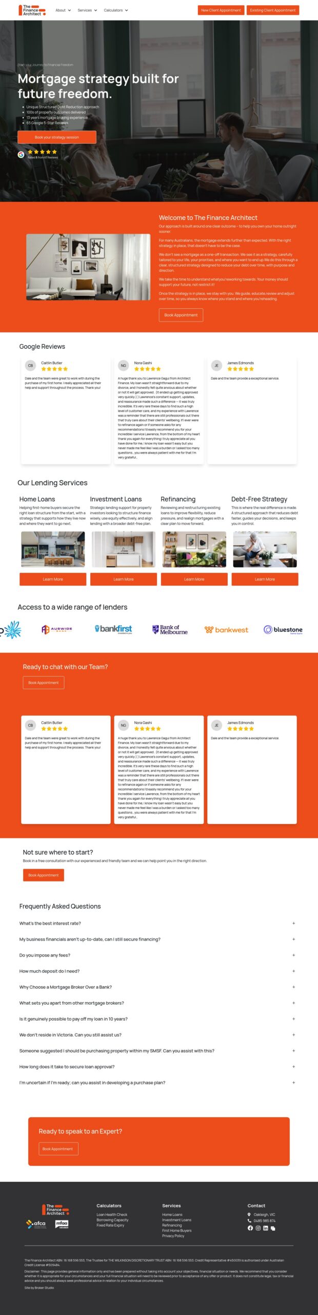 The Finance Architect homepage screenshot