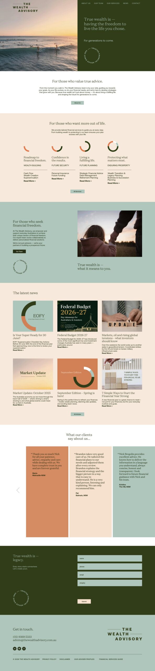 The Wealth Advisory homepage screenshot