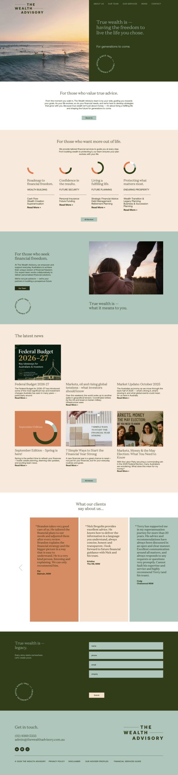The Wealth Advisory homepage screenshot