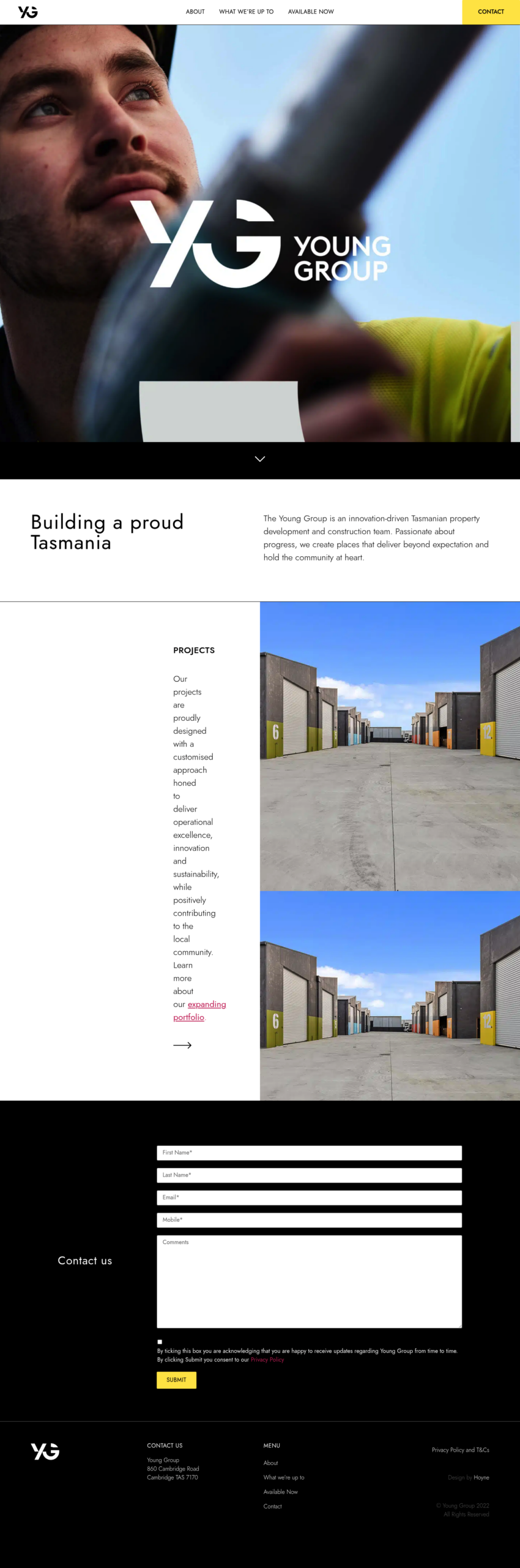 Theyg homepage screenshot
