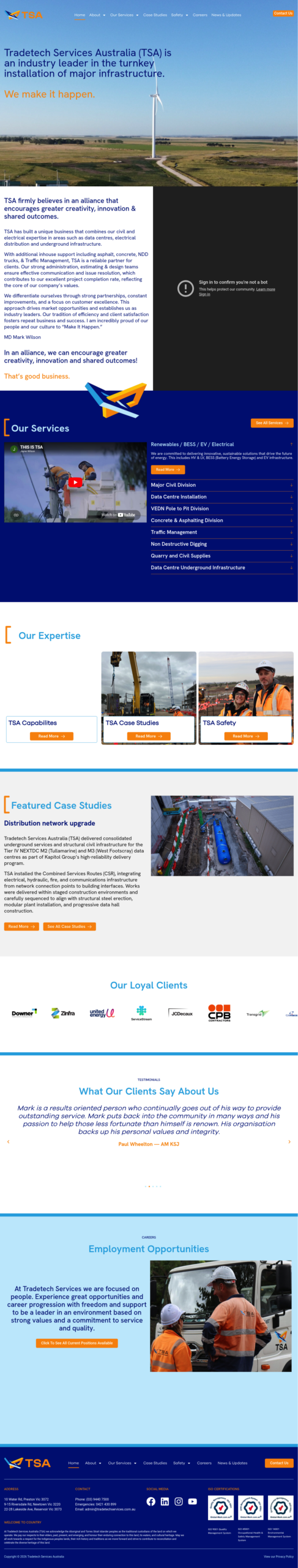 Tradetech Services Australia homepage screenshot
