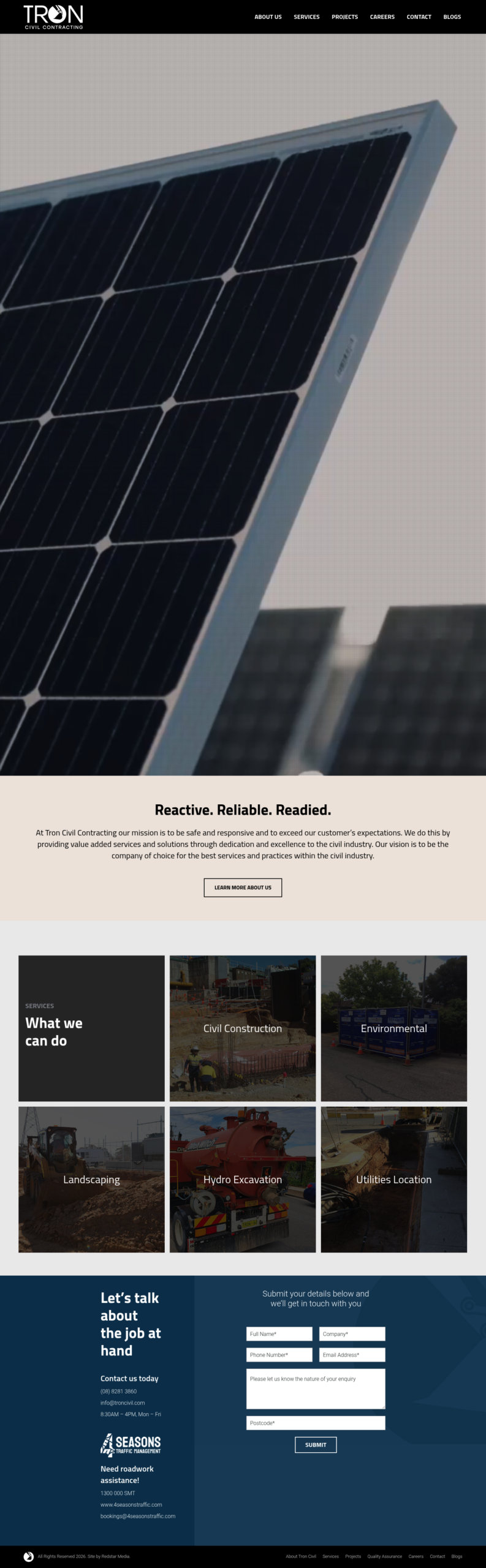 Tron Civil Contracting Pty Ltd homepage screenshot
