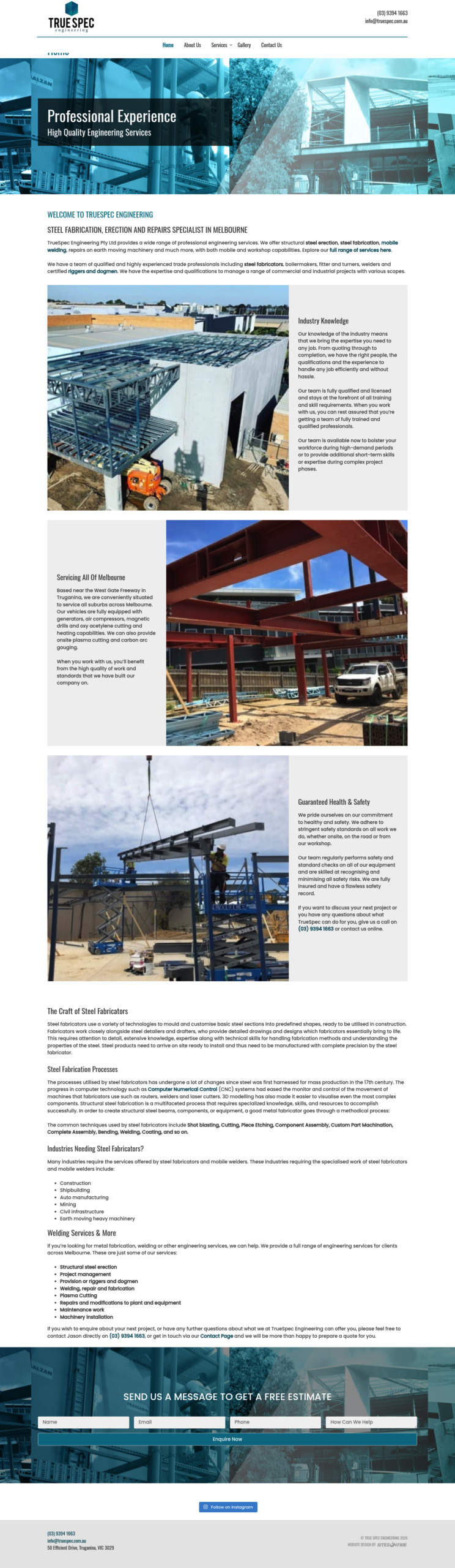 TrueSpec Engineering Pty Ltd homepage screenshot