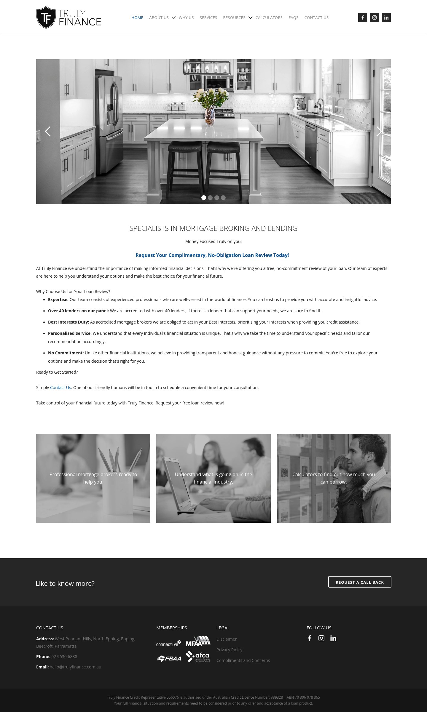 Truly Finance homepage screenshot