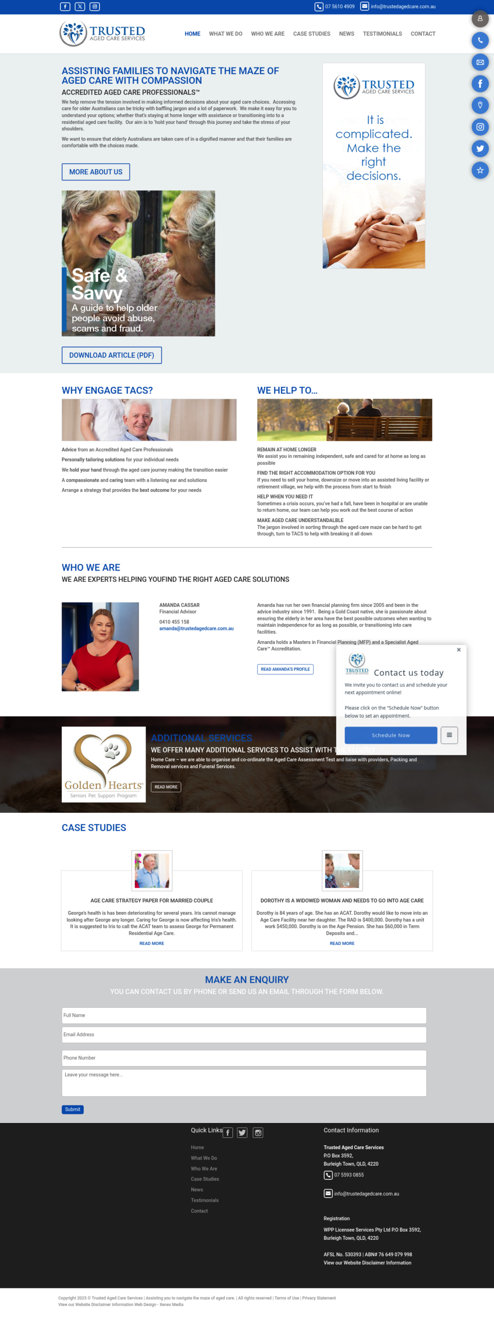 Trusted Aged Care Services homepage screenshot