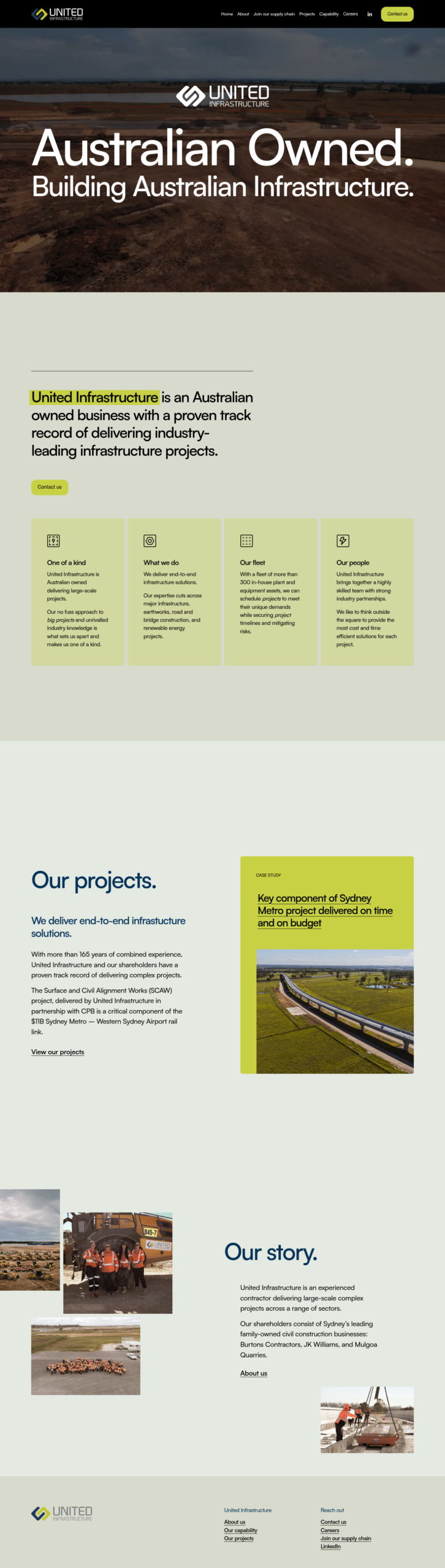 United Infrastructure homepage screenshot