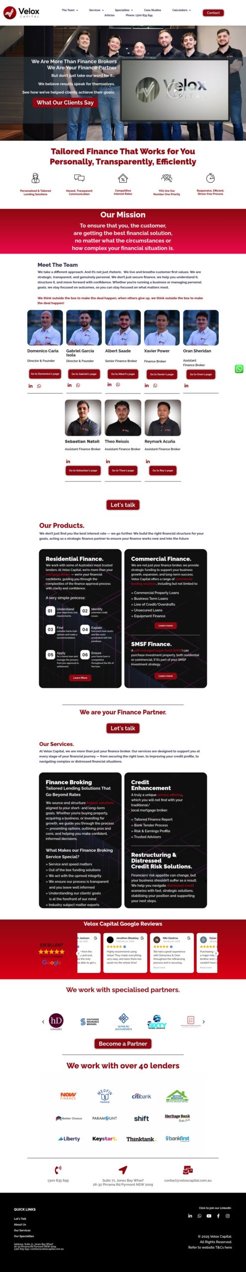 Velox Capital homepage screenshot