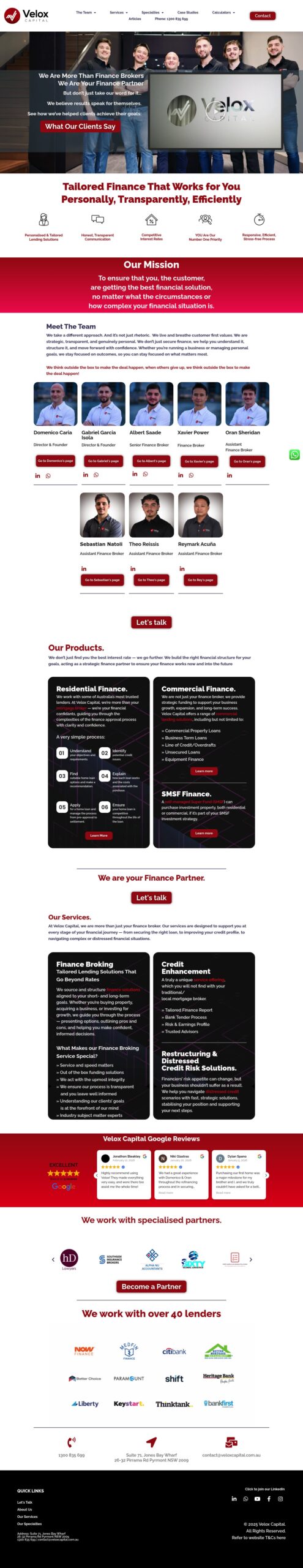 Velox Capital homepage screenshot