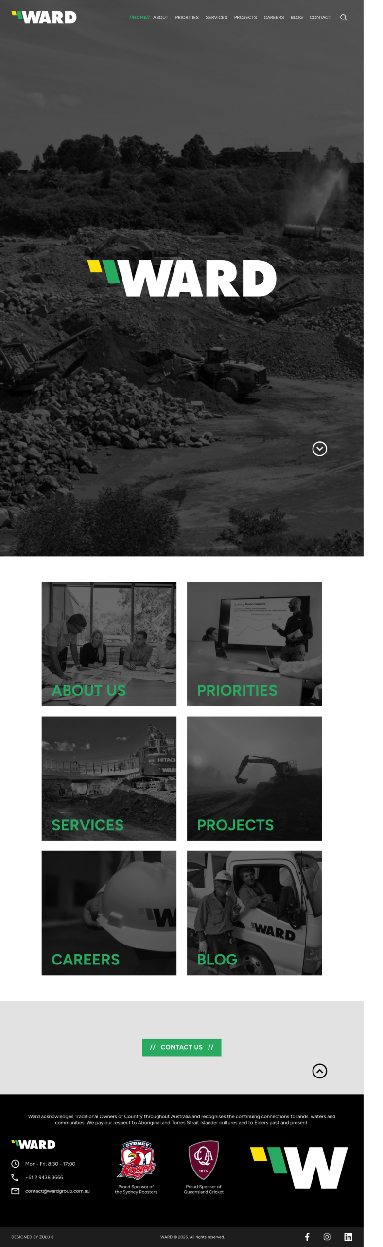 Ward Civil & Environmental Engineering homepage screenshot