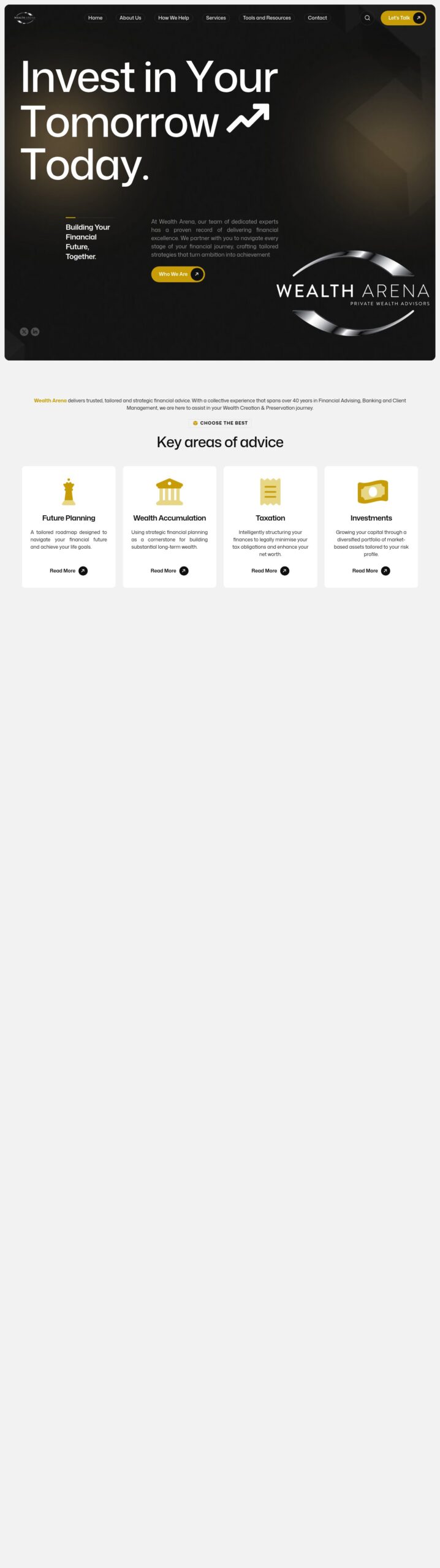 Wealth Arena - Private Wealth Advisors homepage screenshot