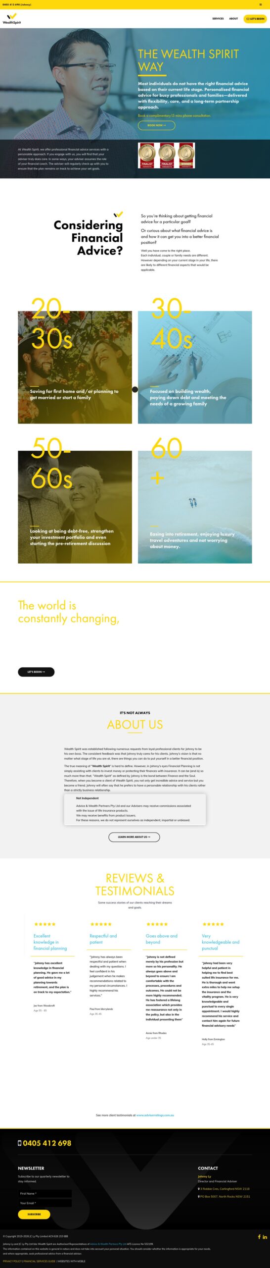 Wealth Spirit homepage screenshot