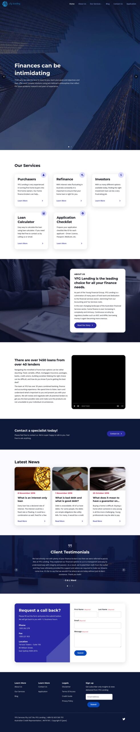 YFG Lending homepage screenshot