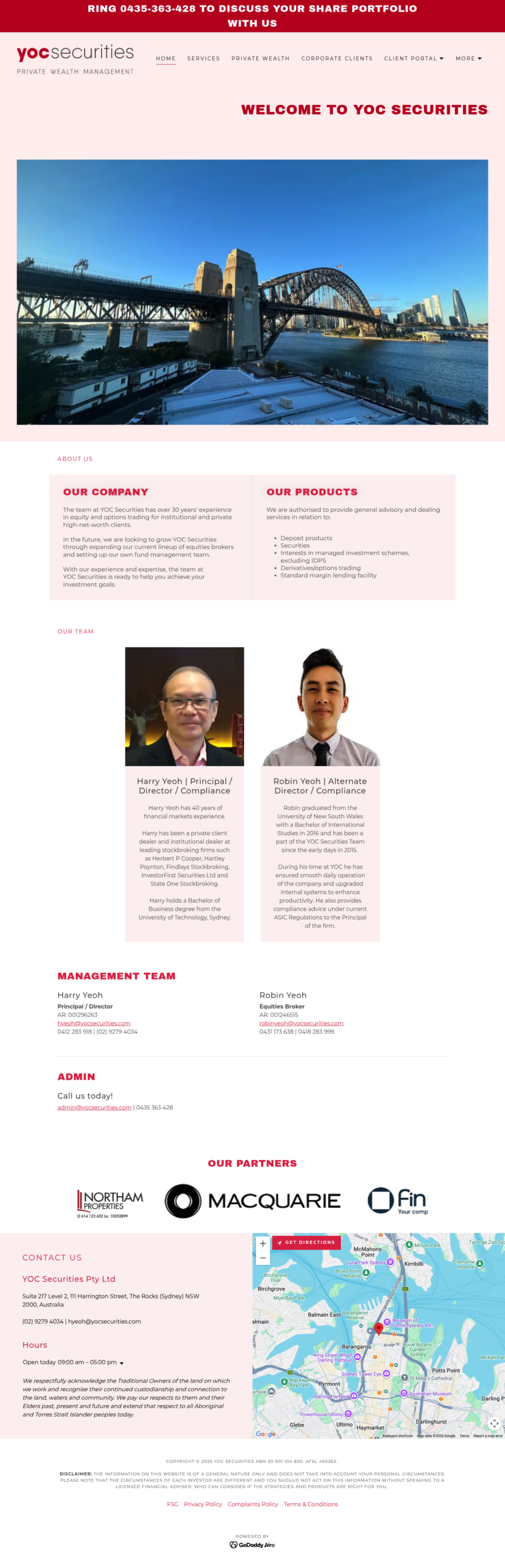 YOC Securities homepage screenshot