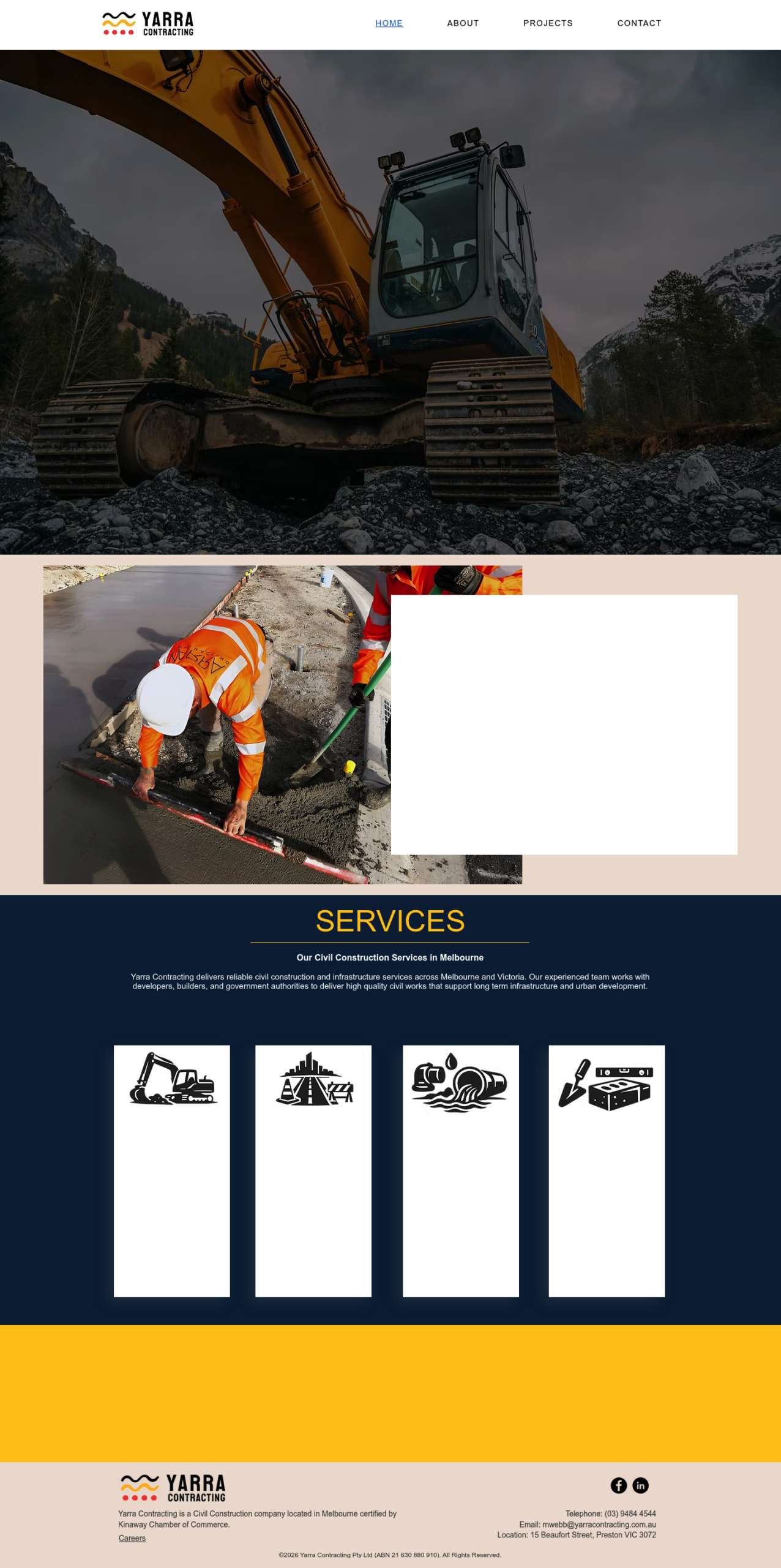 Yarra Contracting homepage screenshot