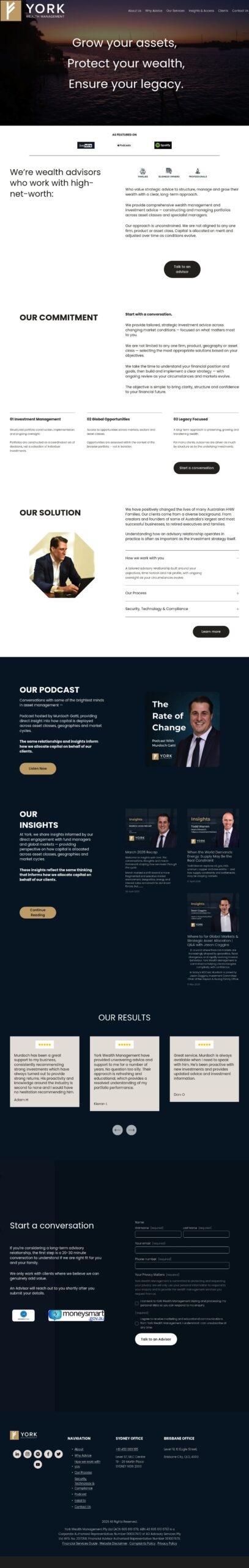 York Wealth Management Pty Ltd homepage screenshot