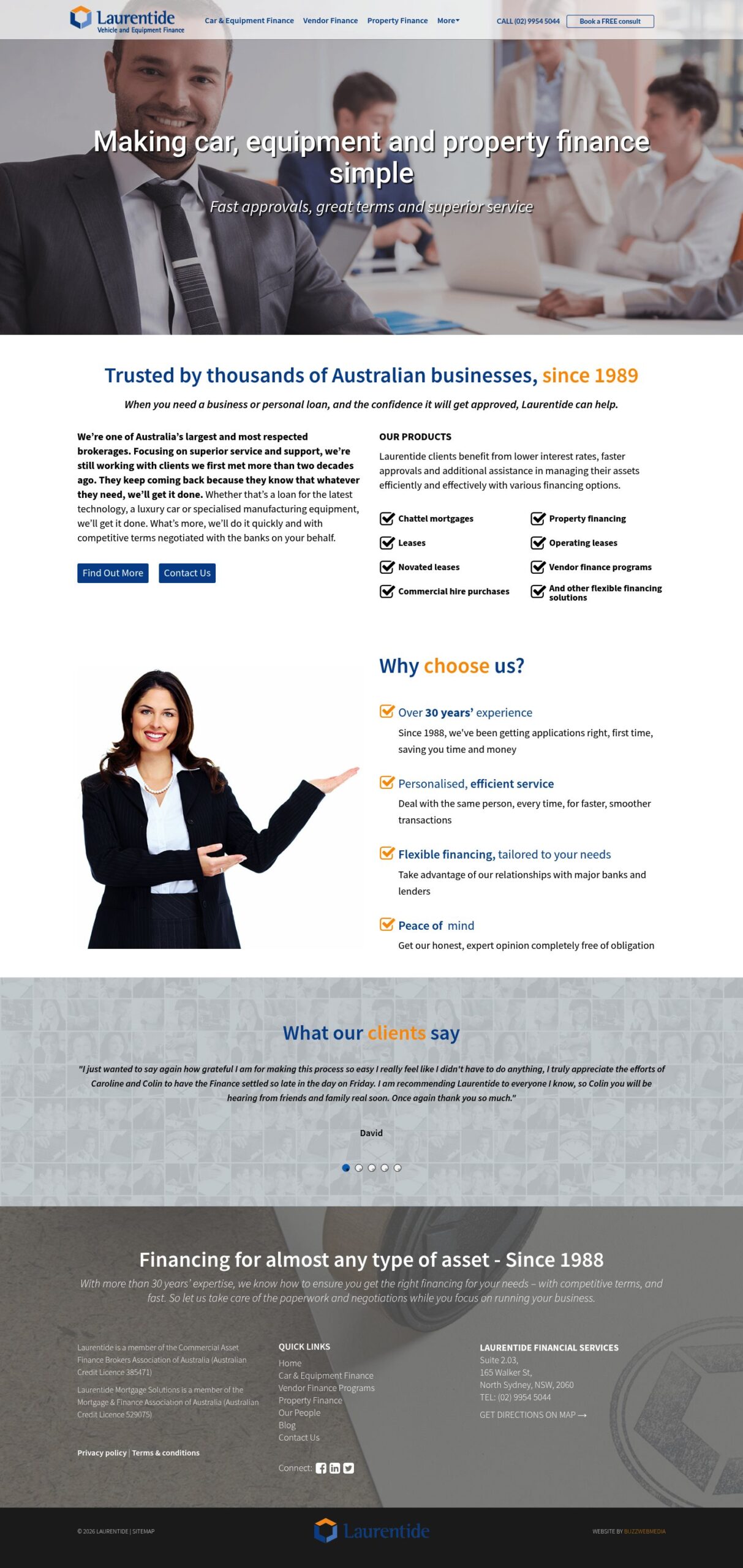 laurentide.com.au homepage screenshot