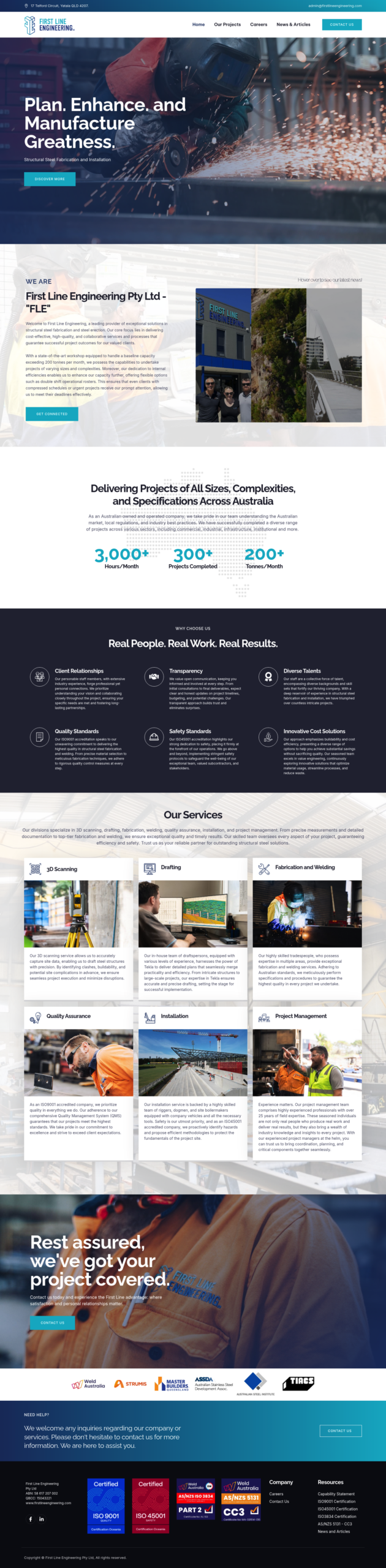 first line engineering pty ltd homepage screenshot