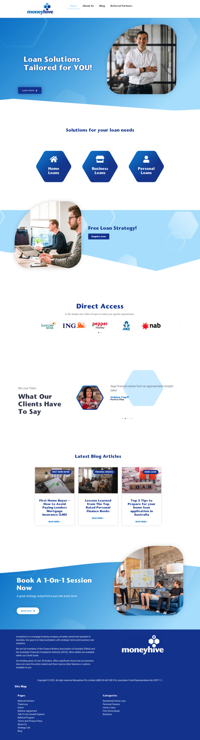 moneyhive homepage screenshot