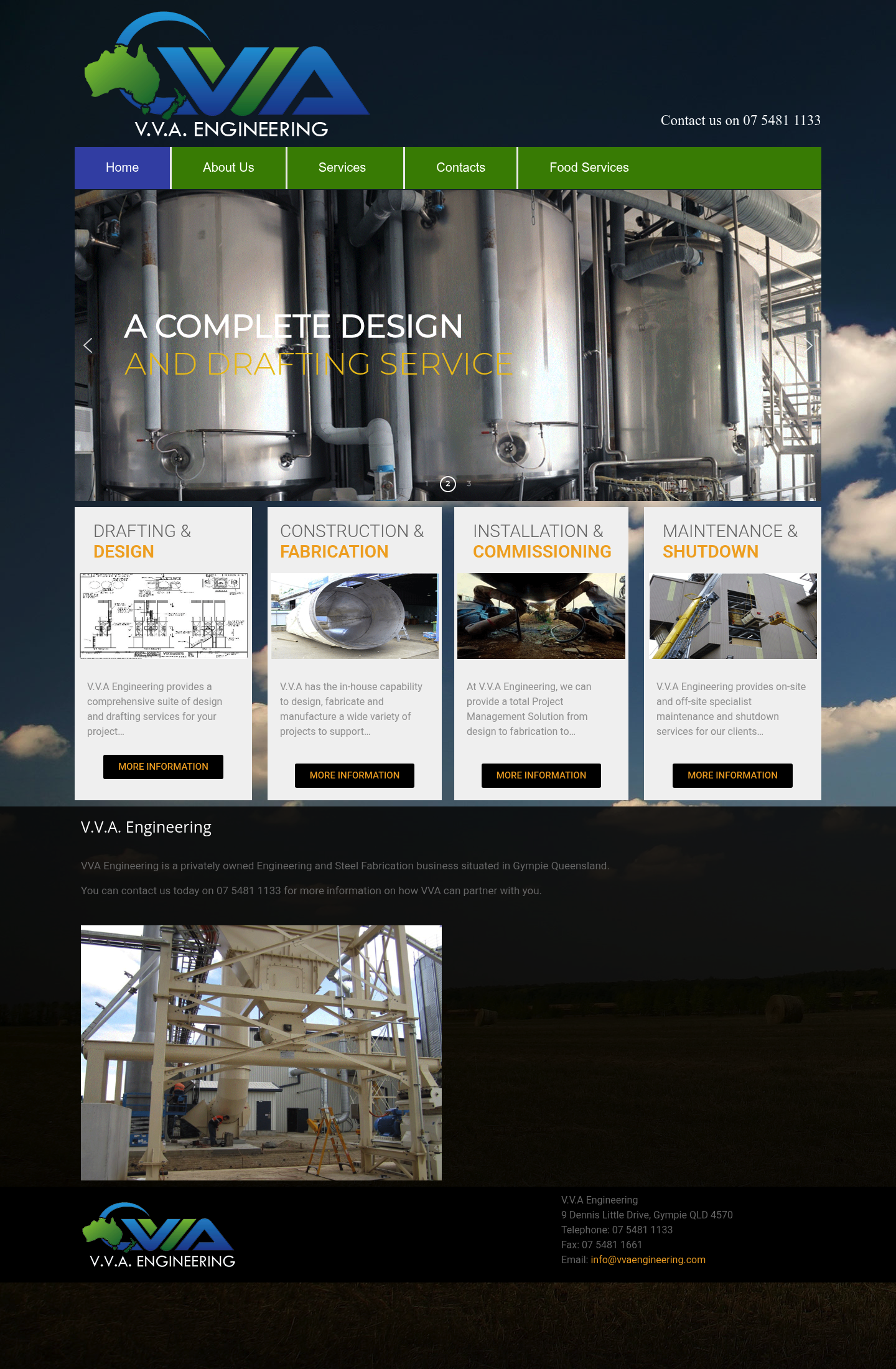 vva engineering homepage screenshot