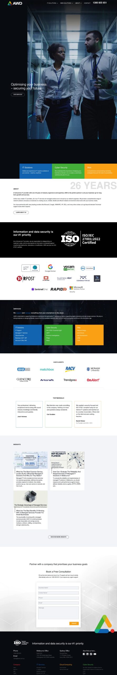 AWD - IT, Cybersecurity & Web Solutions homepage screenshot