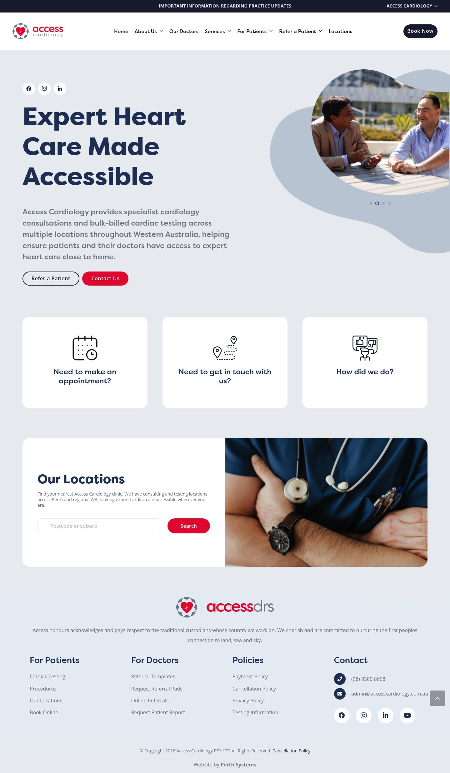 Access Cardiology homepage screenshot