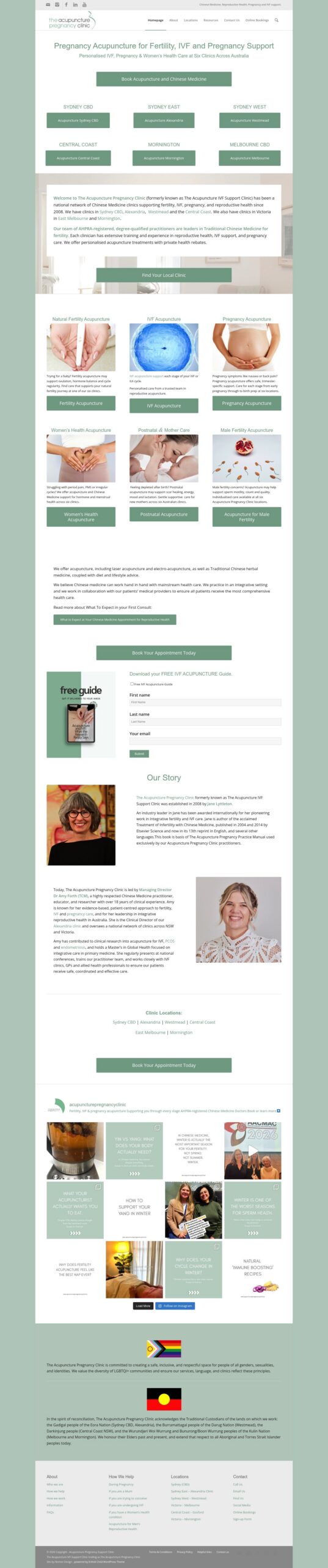 Acupuncture Pregnancy & IVF Support Clinic homepage screenshot