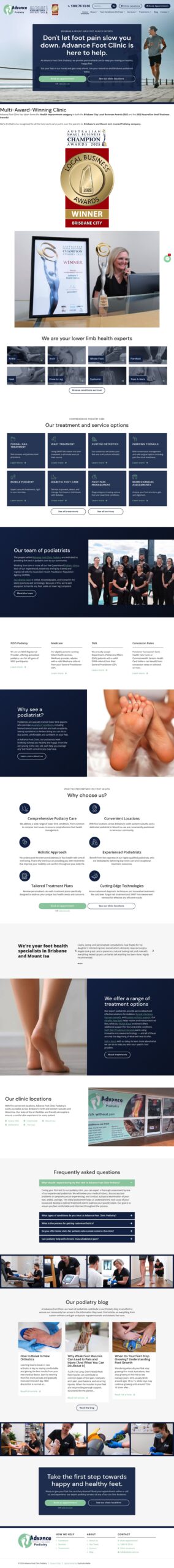 Advance Foot Clinic Podiatry homepage screenshot