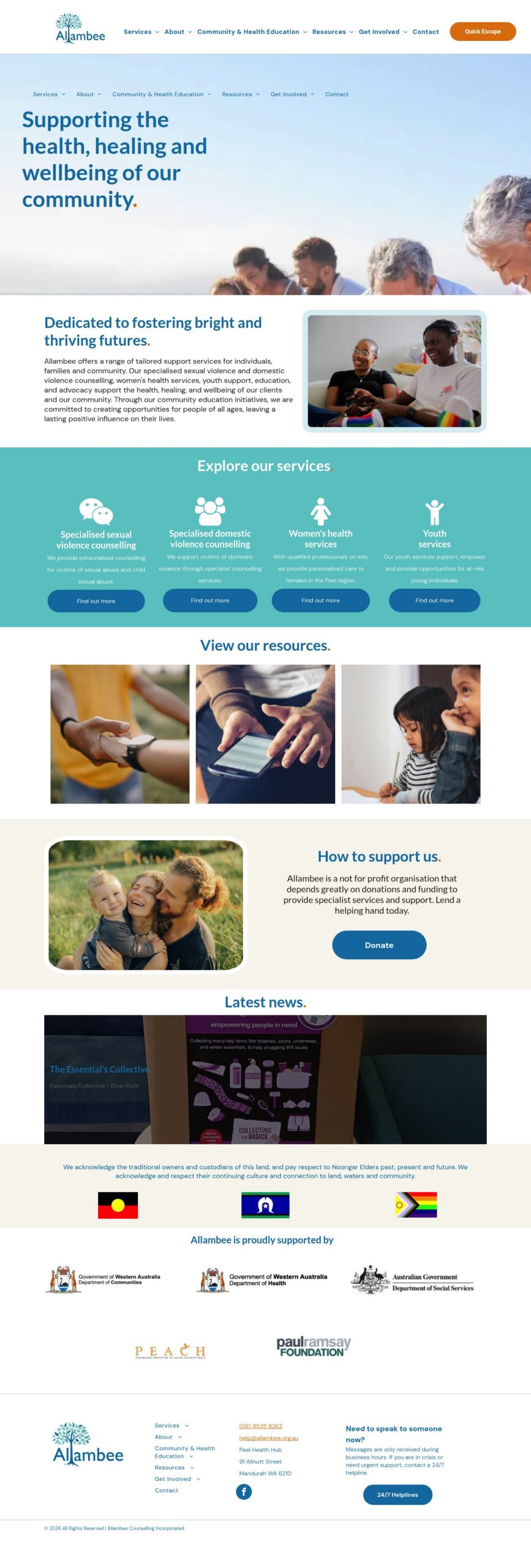 Allambee homepage screenshot